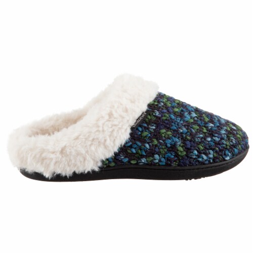 Isotoner® Amanda Hoodback Navy Blue Sweater Knit Women's Slippers Perspective: front