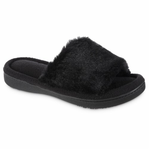 Isotoner® Women's Faux Fur Laurel Slide Slippers - Black Perspective: front