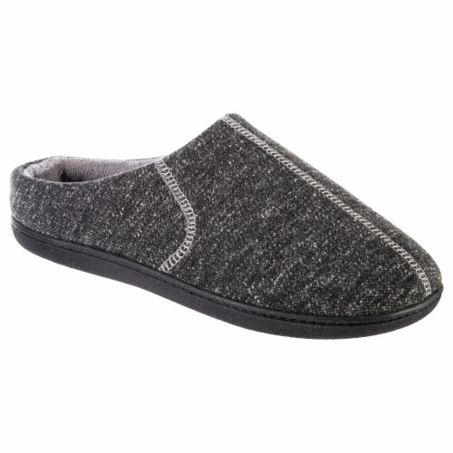 Isotoner­® Large Heather Knit Preston Hoodback Slippers - Black Perspective: front