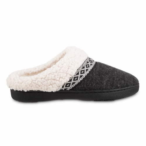 Isotoner Heathered Knit Black Hoodback Women's Slippers, 6/7 - Kroger