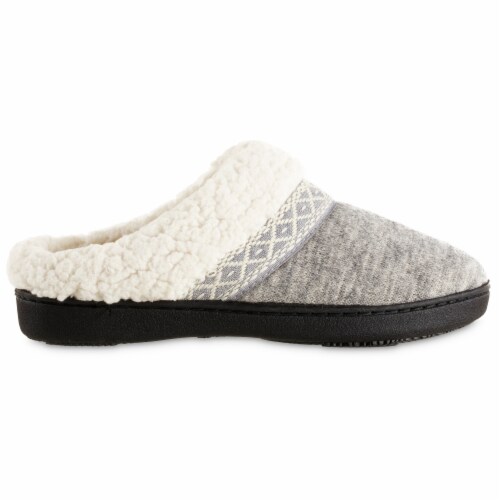 Isotoner® Heathered Knit Hoodback Women's Slippers - Gray Perspective: front