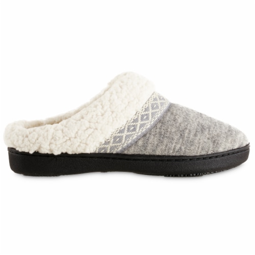 Isotoner® Heathered Knit Hoodback Women's Slippers - Gray Perspective: front