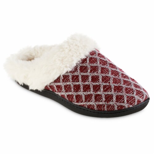 Isotoner® Women's Sweater Knit Diamond Quilted Hoodback Slippers - Henna Perspective: front