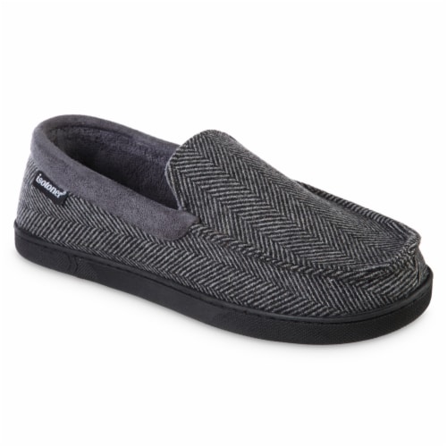 Isotoner­® Dark Grey Herringbone Twill Harrison Moccasin (Large) Perspective: front
