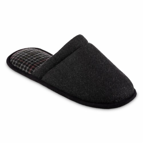 Isotoner­® Large Herringbone Twill Harrison Scuff Slipper - Black Perspective: front