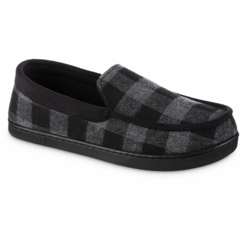 Isotoner­® Extra Extra Large Buffalo Plaid Moccasin - Black Perspective: front