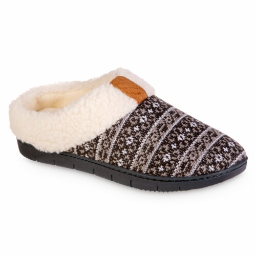 Isotoner® Brae Fairisle Hoodback Slipper Perspective: front