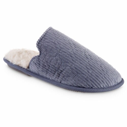 Isotoner® Quilted Velour Emmie Scuff Slipper - Gray Perspective: front