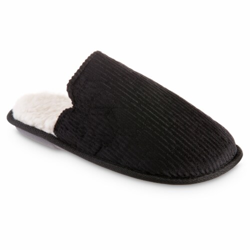 Isotoner® Quilted Velour Emmie Scuff Slipper - Black Perspective: front