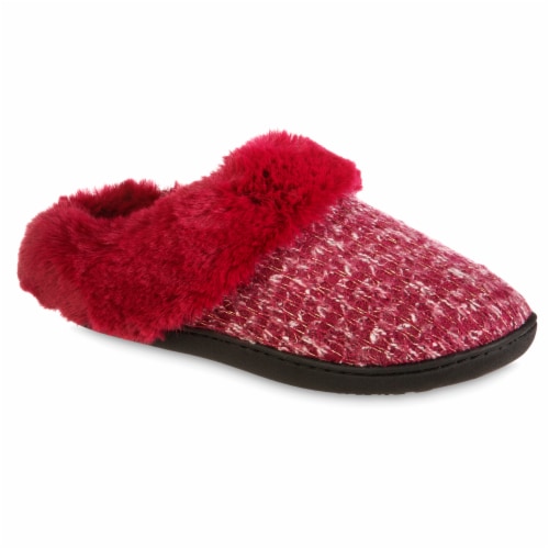 Isotoner® Samantha Sweater Knit Hoodback Slipper - Red Perspective: front