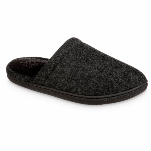 Isotoner® Faux Woolen Men's Hoodback Shoes - Black Perspective: front
