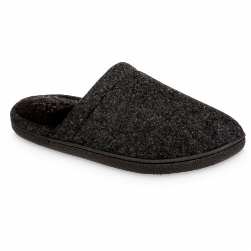 Isotoner® Faux Woolen Men's Hoodback Shoes - Black Perspective: front