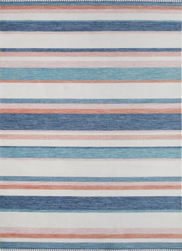 Backyard Bungalow Dania Cecile Indoor-Outdoor Rug - White-Blue Perspective: front