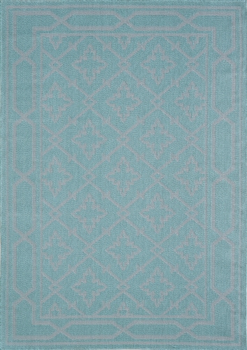 Backyard Bungalow Fifer Zane Area Rug - Aqua and Grey Perspective: front