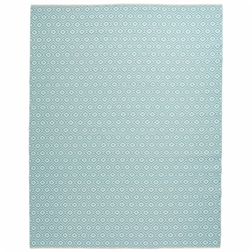 Backyard Bungalow Polyweave Dale Area Rug - Cream-Aqua Perspective: front