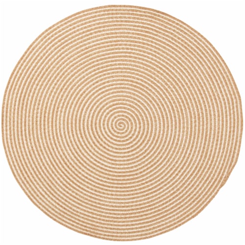 Backyard Bungalow Polypropylene Braided Round Area Rug - Natural Perspective: front
