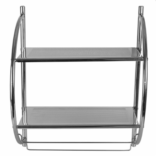 Home Basics 2 Tier Wall Mounting Chrome Plated Steel Bathroom