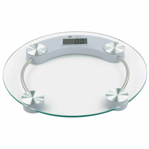 Home Basics Round Glass Bathroom Scale Perspective: front