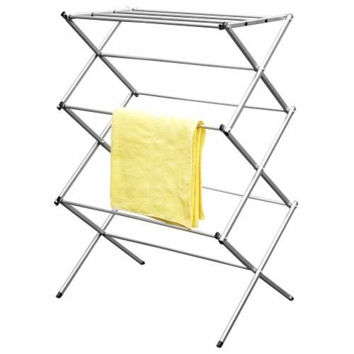 3 Tier Rust-Proof Enamel Coated Steel Collapsible Clothes Drying Rack, Grey, DRYING