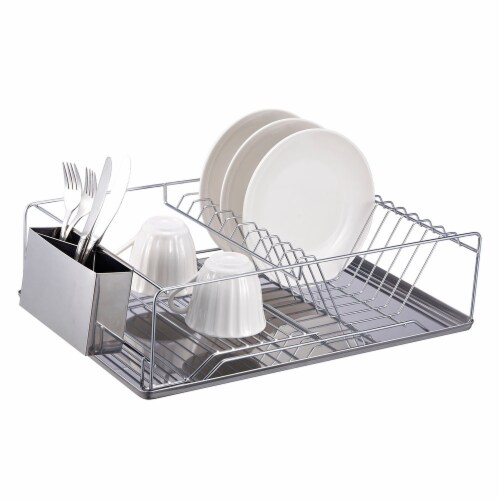 Home Basics Chrome Plated Steel Dish Rack with Tray 1 Unit Mariano s