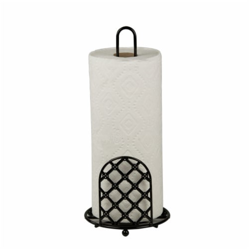 Home Basics Lattice Collection Paper Towel Holder, Black Perspective: front