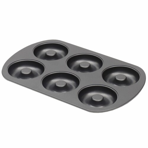 Home Basics 6-Cup Non-Stick Donut Pan, Black Perspective: front