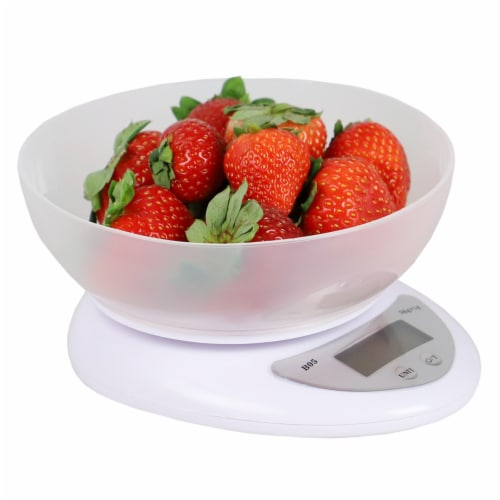 Home Basics Digital Food Scale with Plastic Bowl, White, Each Fry’s