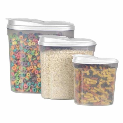 Home Basics 3 Piece Plastic Cereal Container Perspective: front