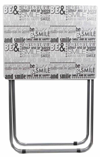 Home Basics Happy Multi-Purpose Foldable Table, Black/White Perspective: front