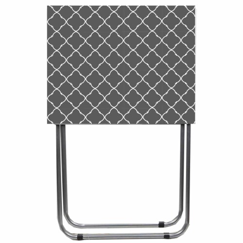 Home Basics Lattice Multi-Purpose Foldable Table, Grey/White Perspective: front