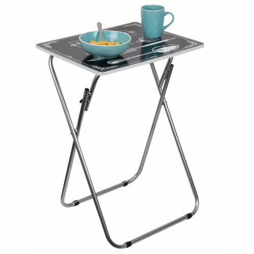 Home Basics Bon Apetit Multi-Purpose Folding Table, Black Perspective: front