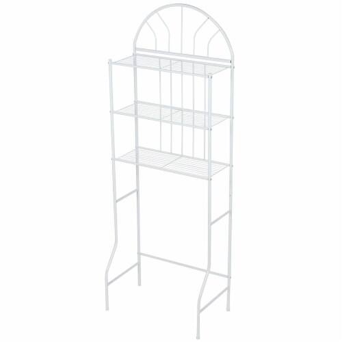 Home Basics 3 Shelf Steel Bathroom Space Saver, White Perspective: front