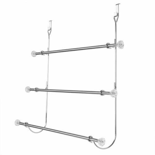 Home Basics 3 Tier Chrome Plated Steel Over the Door Towel Rack Perspective: front