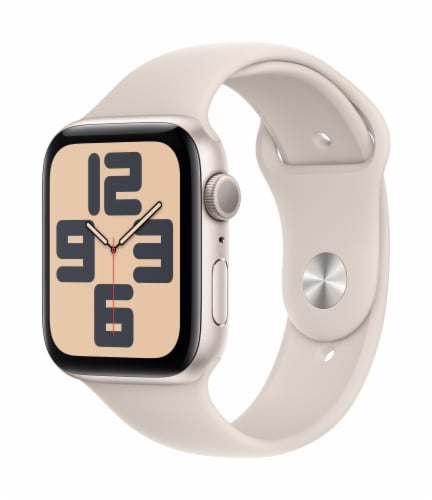 Apple Watch SE GPS 44mm Starlight Aluminum Case with Starlight Sport Band Perspective: front