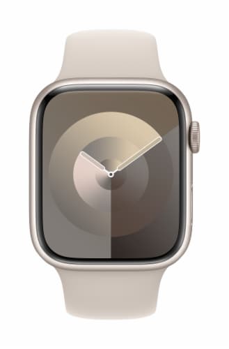 Apple Watch Series 9 GPS 1mm Starlight Aluminum Case with Starlight Sport Band - M/L Perspective: front
