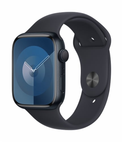 Apple Watch Series 9 GPS 45mm Midnight Aluminum Case with Midnight Sport Band Perspective: front
