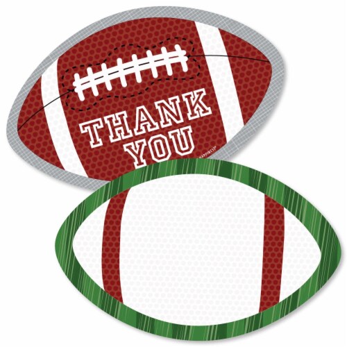 Big Dot of Happiness End Zone - Football - Party Shaped Thank You Cards with Envelopes 12 Ct Perspective: front