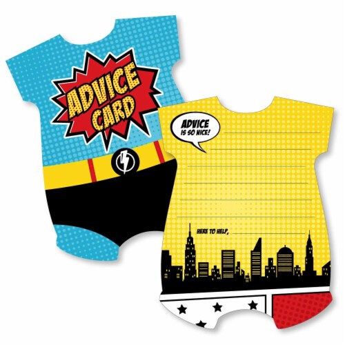 Big Dot of Happiness Bam Superhero - Wish Card Activities - Shaped Advice Cards Game - 20 Ct Perspective: front