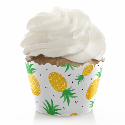 Big Dot of Happiness Tropical Pineapple - Summer Party Decor - Party Cupcake Wrappers - 12 Ct Perspective: front