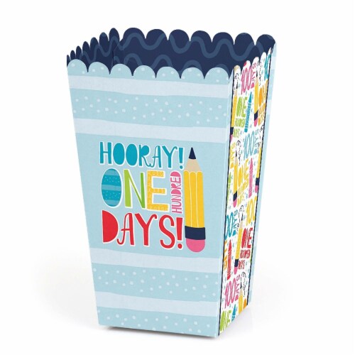 Big Dot of Happiness Happy 100th Day of School 100 Days Party Favor Popcorn Treat Boxes 12 Ct Perspective: front