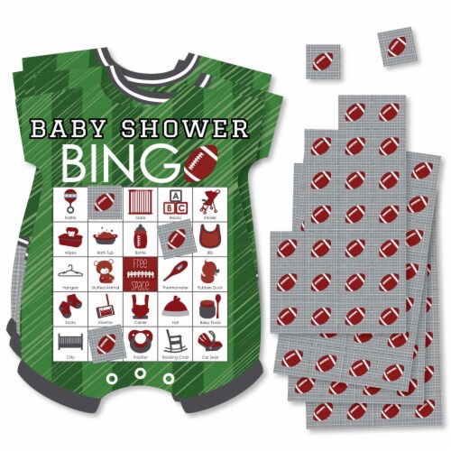 Big Dot of Happiness End Zone Football - Picture Cards & Markers Baby Shower Bingo Game 18 Ct Perspective: front