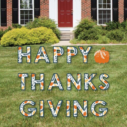 Big Dot of Happiness Happy Thanksgiving - Lawn Decor Yard Signs - Happy Thanksgiving Perspective: front