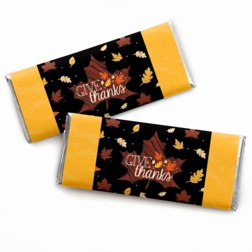 Big Dot of Happiness Give Thanks - Candy Bar Wrapper Thanksgiving Party Favors - Set of 24 Perspective: front
