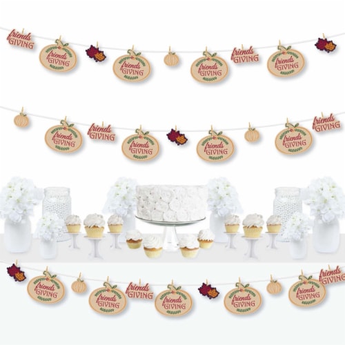 Big Dot of Happiness Friends Thanksgiving Feast Party Decor Clothespin Garland Banner 44 Pc Perspective: front