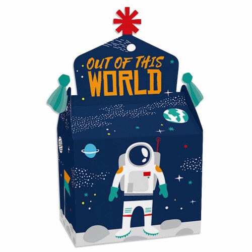 Big Dot of Happiness Blast Off to Outer Space Treat Party Favors Rocket Gable Boxes 12 Ct Perspective: front