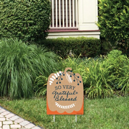 Big Dot of Happiness Happy Thanksgiving - Outdoor Lawn Fall Harvest Party Yard Sign - 1 Pc Perspective: front