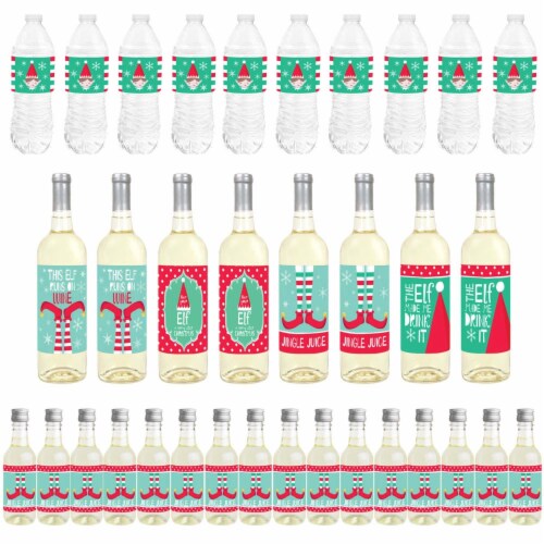 Big Dot of Happiness Elf Squad - Christmas Birthday Party Decor - Beverage Bar Kit - 34 Pc Perspective: front