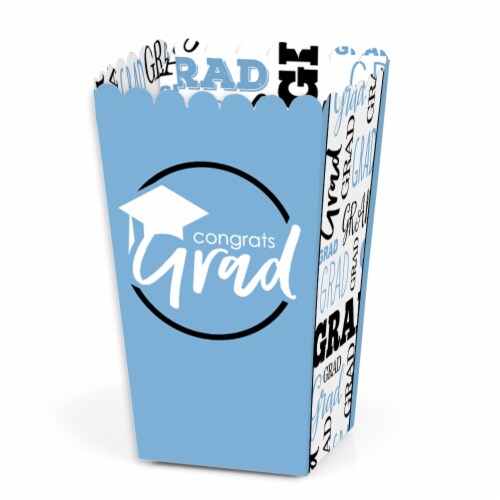 Big Dot of Happiness Light Blue Grad Best is Yet to Come  Favor Popcorn Treat Boxes 12 Ct Perspective: front