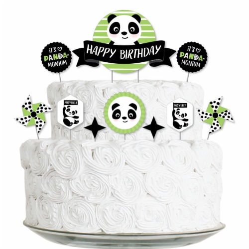 Big Dot of Happiness Party Like a Panda Bear - Birthday Decor Kit - Cake Topper Set 11 Pc Perspective: front