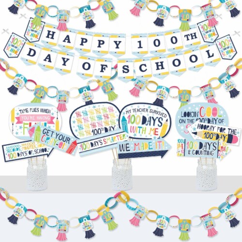 Big Dot of Happiness Happy 100th Day of School Decor - Party Supplies Kit - Doterrific Bundle Perspective: front